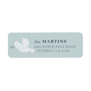 Witte Duif Lichtblauw Retouradres Etiket