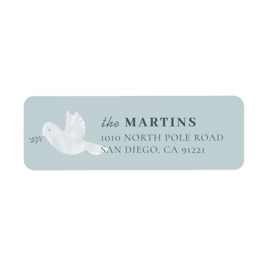 Witte Duif Lichtblauw Retouradres Etiket (Voorkant)