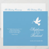 Witte duif met blue ribbons Wedding Programme (Voorkant / Achterkant)