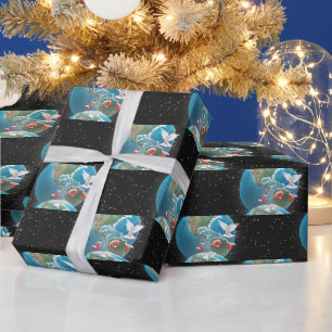 Witte duif met JOY op aarde Cadeaupapier