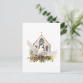 Witte Duif met Kerk Briefkaart (Staand voorkant)