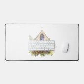 Witte Duif Met Kerk Bureaumat (Keyboard & Muis)