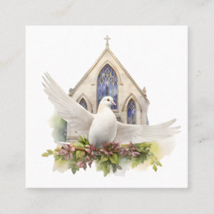 Witte Duif met Kerk Contactkaartje