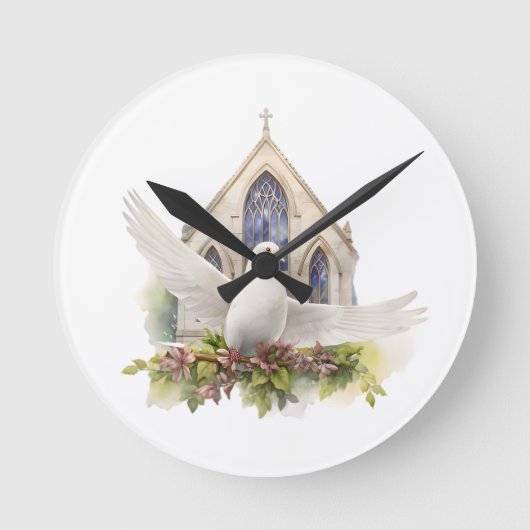 Witte Duif met Kerk Ronde Klok (Voorkant)
