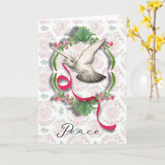  witte duif met lint Wenskaart Kaart (Gele Bloem)