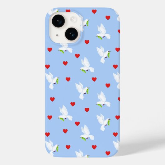 Witte duif met olijftak en rode harten Case-Mate iPhone case (Achterkant)