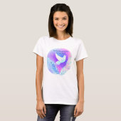 Witte duif met roze en blauwe veren t-shirt (Voorkant volledig)