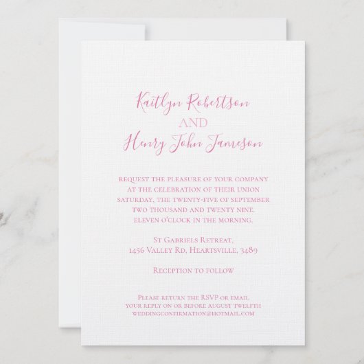 Witte duif met roze linten kaart (Achterkant)