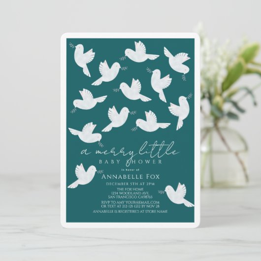 Witte Duif Olijf Blauwgroen Boy Merry Little Baby  Kaart (Staand voorkant)