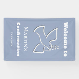 witte duif ontwerp Confirmatie jongen welkom Spandoek