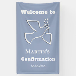 witte duif ontwerp Confirmatie jongen welkom Spandoek
