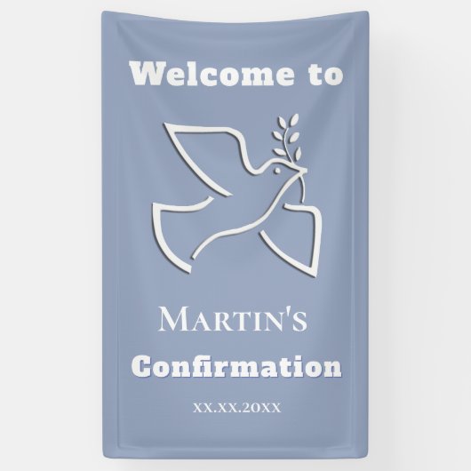 witte duif ontwerp Confirmatie jongen welkom Spandoek (Verticaal)