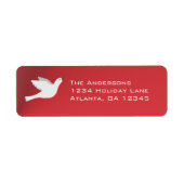 Witte duif op Cherry Red-kerstlabels Etiket (Voorkant)
