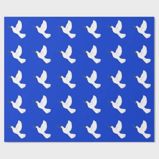 Witte Duif op Deep Blue Achtergrond Gift Wrap Cadeaupapier (Vlak)