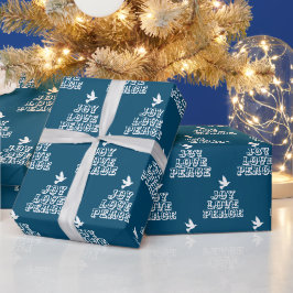 Witte duif op donkerblauwe vreugde liefde vrede Ke Cadeaupapier