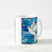 Witte duif op gebrandschilderd glas koffiemok (Voorkant rechts)