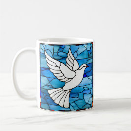 Witte duif op gebrandschilderd glas koffiemok