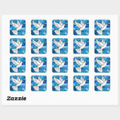 Witte duif op gebrandschilderd glas vierkante sticker (Vel)