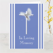 Witte duif op kruis | Persoonlijk condoleanceberic Kaart (Gele Bloem)