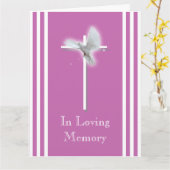 Witte duif op kruis | Persoonlijke deelneming Kaart (Gele Bloem)