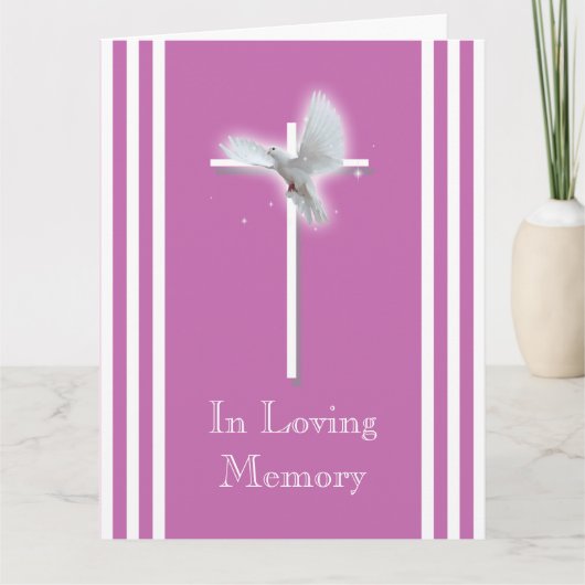 Witte duif op kruis | Persoonlijke deelneming Kaart (Voorkant)