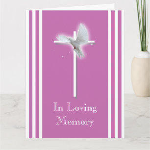 Witte duif op kruis   Persoonlijke deelneming Kaart