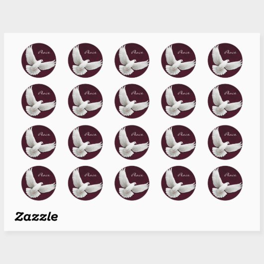  witte duif op Maroon Sticker (Vel)