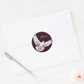 witte duif op Maroon Sticker (Envelop)