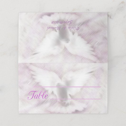 Witte duif plaatskaartje (Buitenkant ongevouwen)