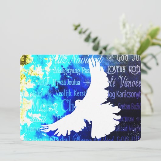 Witte Duif Prettig Kerstfeest en een Gelukkig Nieu Feestdagenkaart (Staand voorkant)