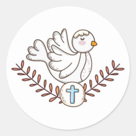 Witte Duif Religieuze Doop Christening Ronde Sticker