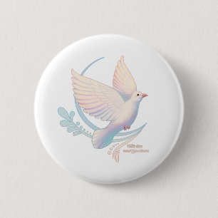 Witte Duif Ronde Button 5,7 Cm