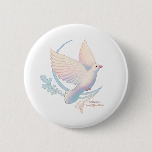 Witte Duif Ronde Button 5,7 Cm (Voorkant)