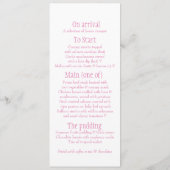 Witte duif roze en witbruiloft menu (Achterkant)