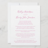 Witte duif roze linten verandering van bruiloft pl kaart (Achterkant)