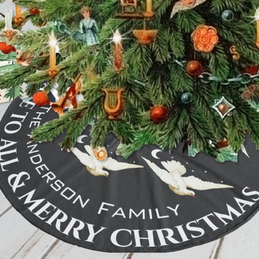 Witte duif sterren halve maan kerst fleece kerstboom rok