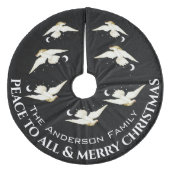 Witte duif sterren halve maan kerst fleece kerstboom rok (Voorkant)