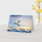 Witte duif tijdens de vlucht kaart (Gele Bloem)