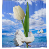 Witte duif Tulp van het gordijnhuis Douchegordijn (Voorkant)