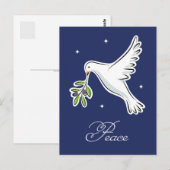 Witte duif vakantiekaart met tekst "Vrede" Briefkaart (Voorkant / Achterkant)