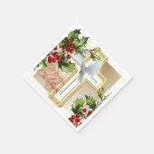 Witte duif van de feestdag, mistletoe Gold print Servet (Hoek)