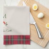 Witte Duif van Kerstmis Vrede Custom Monogram Kers Theedoek (Quarter Fold)