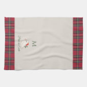 Witte Duif van Kerstmis Vrede Custom Monogram Kers Theedoek (Horizontaal)