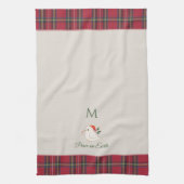 Witte Duif van Kerstmis Vrede Custom Monogram Kers Theedoek (Verticaal)