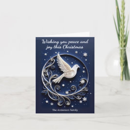 Witte Duif van Vrede Faux Papercraft Kerstmis Feestdagen Kaart