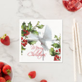 Witte duif van vrede vakantie maretak kerst servet (Insitu)