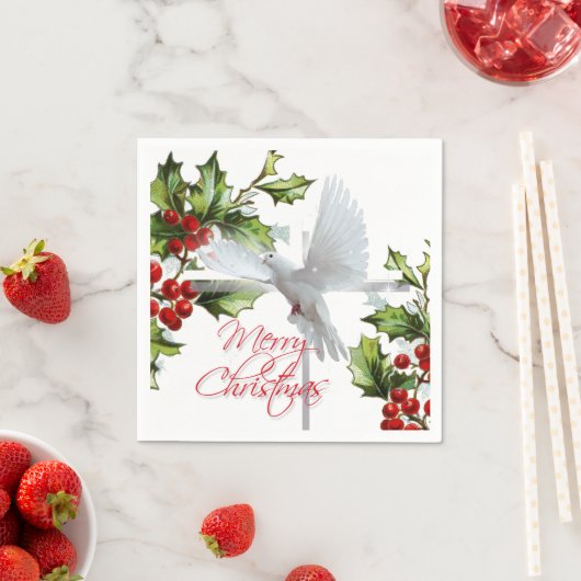 Witte duif van vrede vakantie maretak kerst servet (Insitu)
