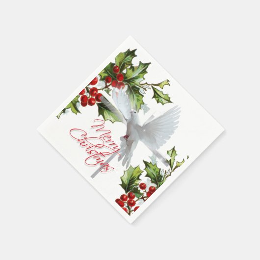 Witte duif van vrede vakantie maretak kerst servet (Hoek)