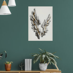 Witte Duif Veer Vleugels Spirituele Kunst Poster
