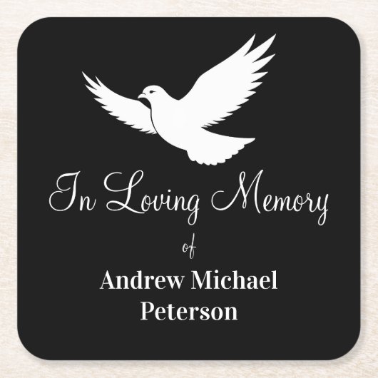 Witte Duif Viering Van Het Leven Funeral Kartonnen Onderzetters (Voorkant)